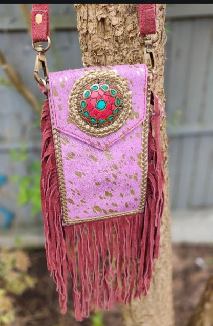 Mobile fur baby bag -pink/purple