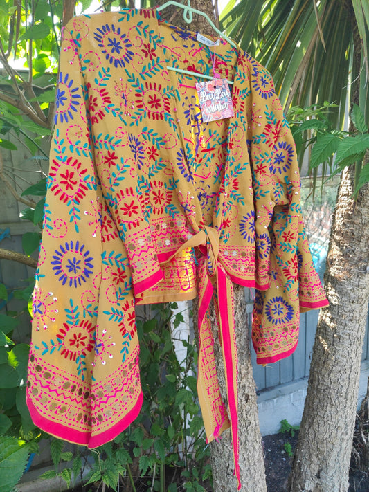 Embroidered Stevie top - mustard 