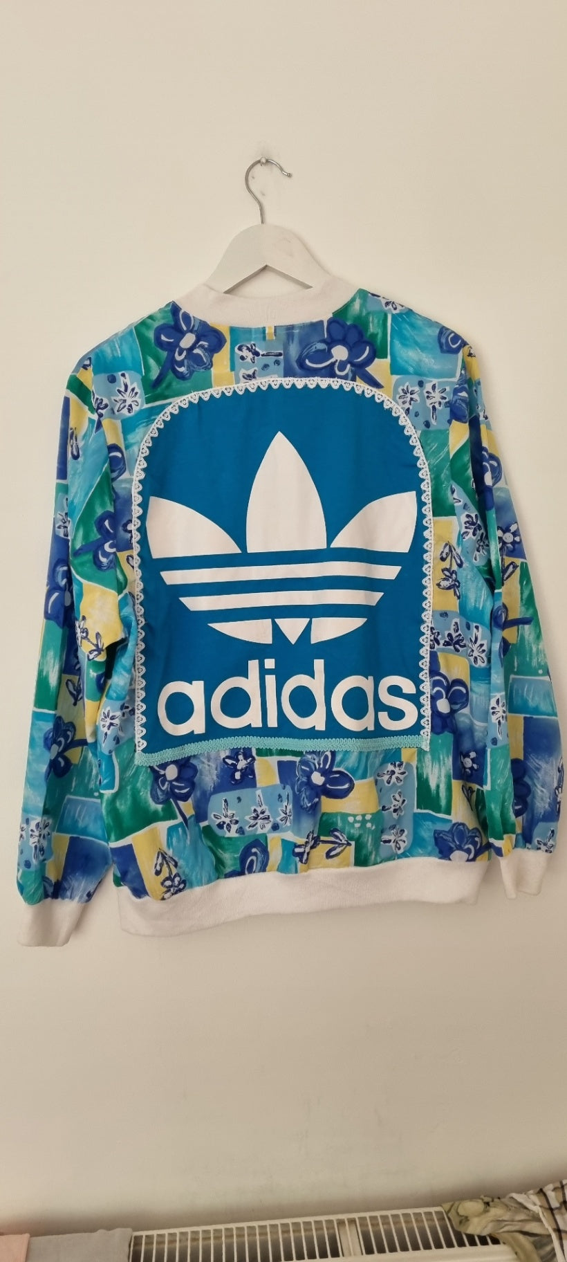 Adidas Blue Flower Windbreaker (Oversized Medium)