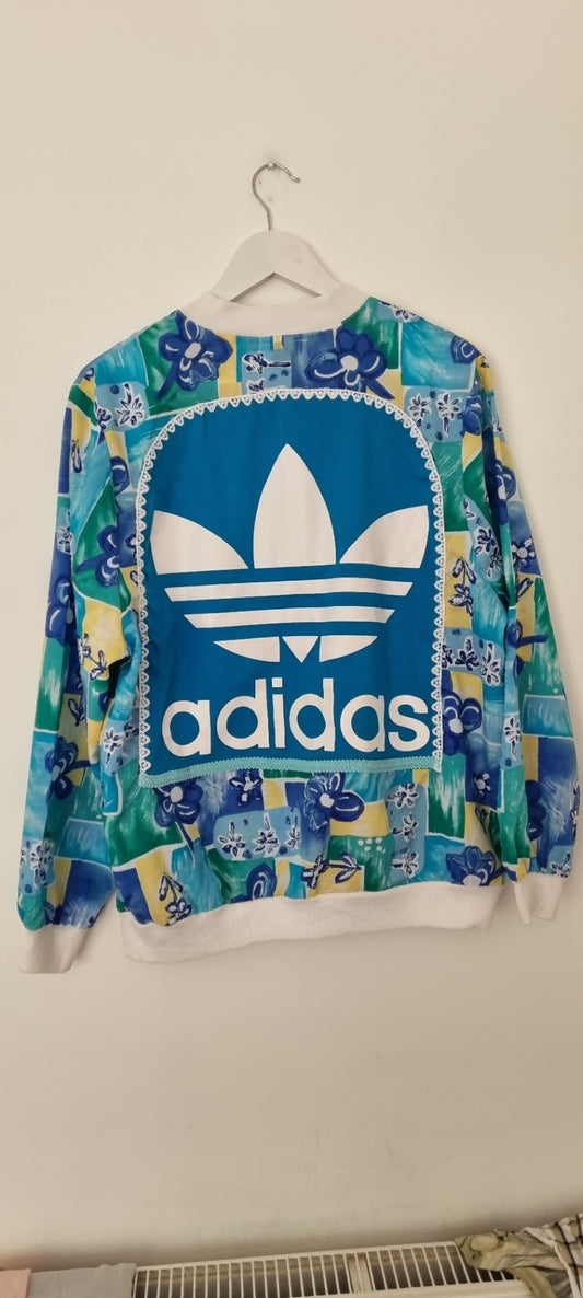 Adidas Blue Flower Windbreaker (Oversized Medium)