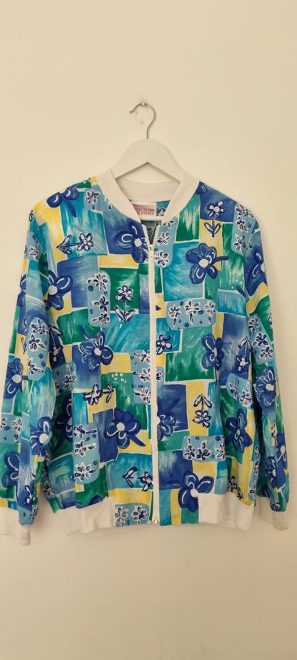 Adidas Blue Flower Windbreaker (Oversized Medium)