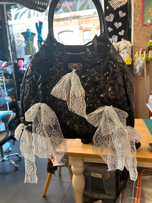 Black Lace Bow Hand Bag