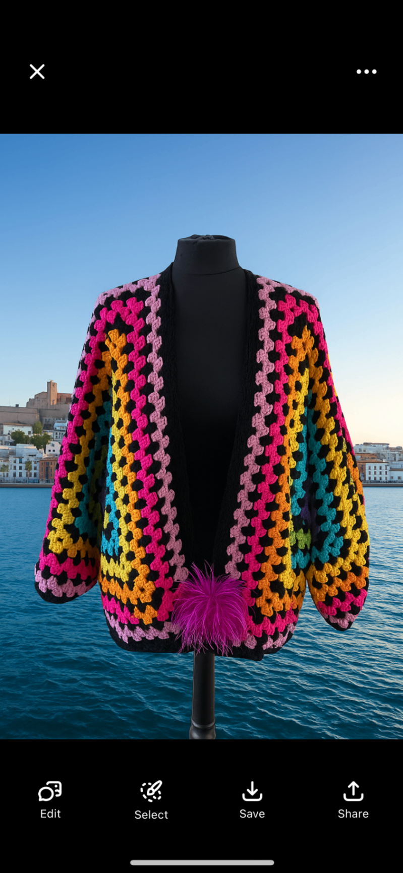 Neon cardi/jacket neon pink feather fastener 