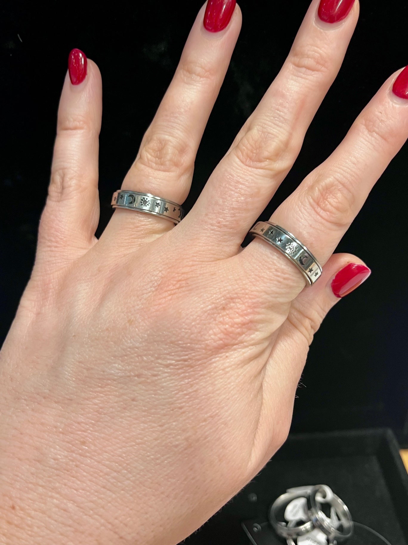 Moon & Star Spinner Ring Size 9