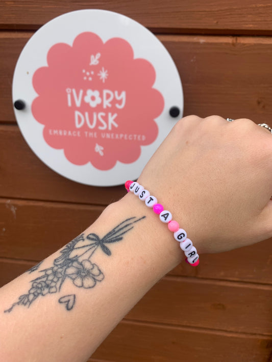 just a girl letter bracelet