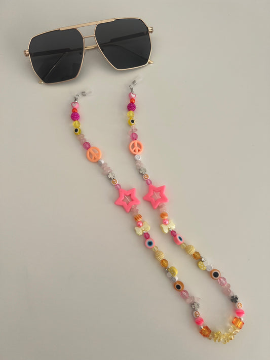 Shine bright sunglasses strap - pink/orange/yellow (silver)