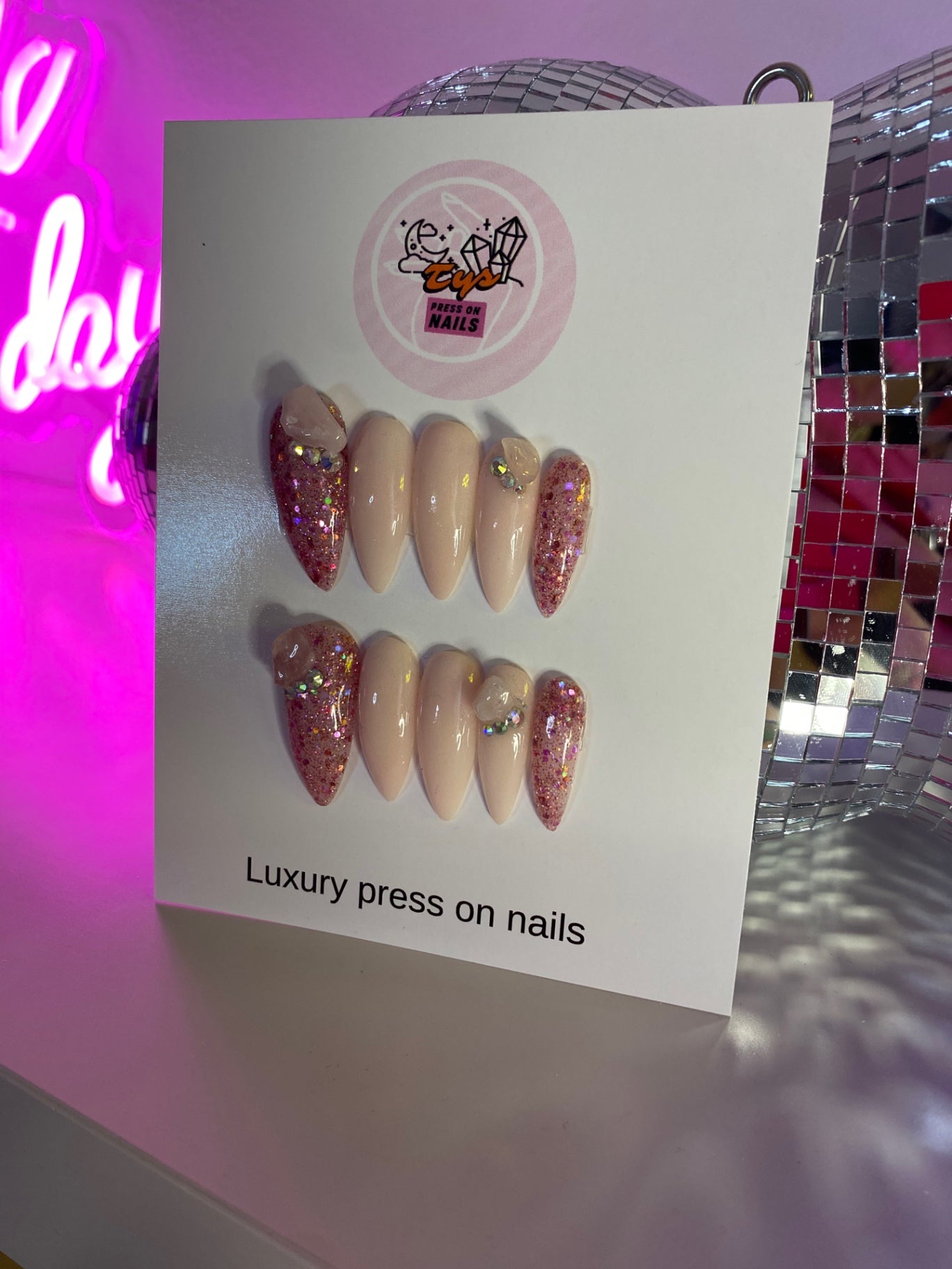 Real Rose Quartz on Acrylic