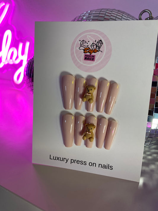 Teddy Charms on Beige base