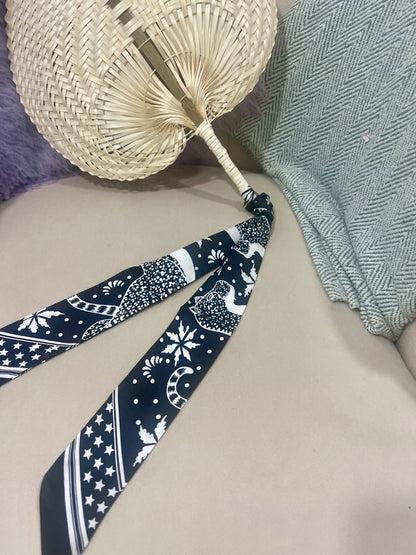 Palm Fan & Leopard Scarf Black