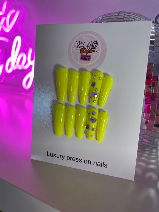Neon Yellow with Crystals