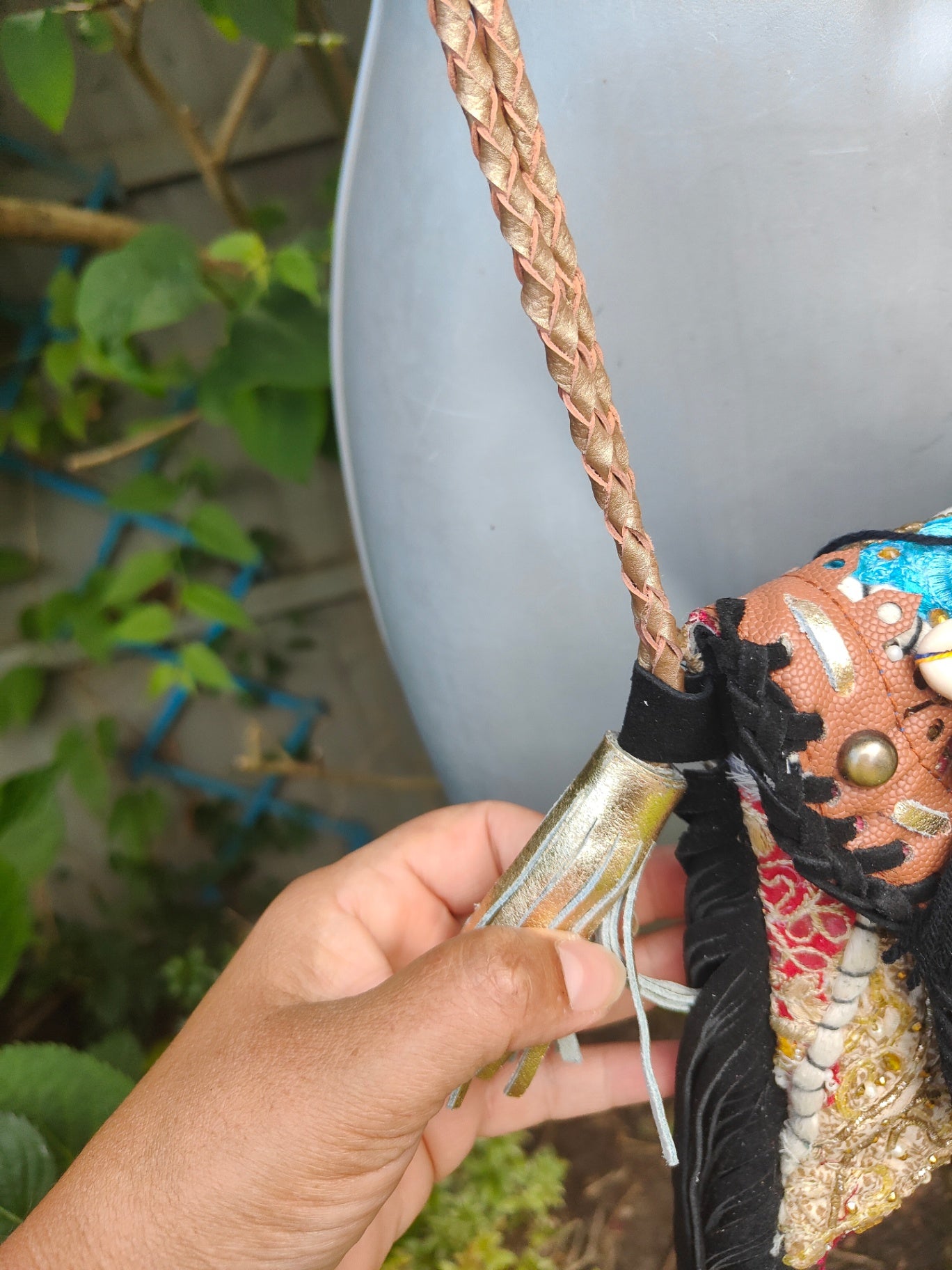 Chilean cross body bag -black tassles