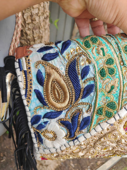 Chilean cross body bag -black tassles