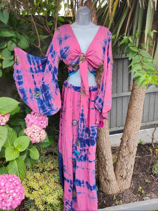 Athena Stevie co ord set -pink and turquoise 