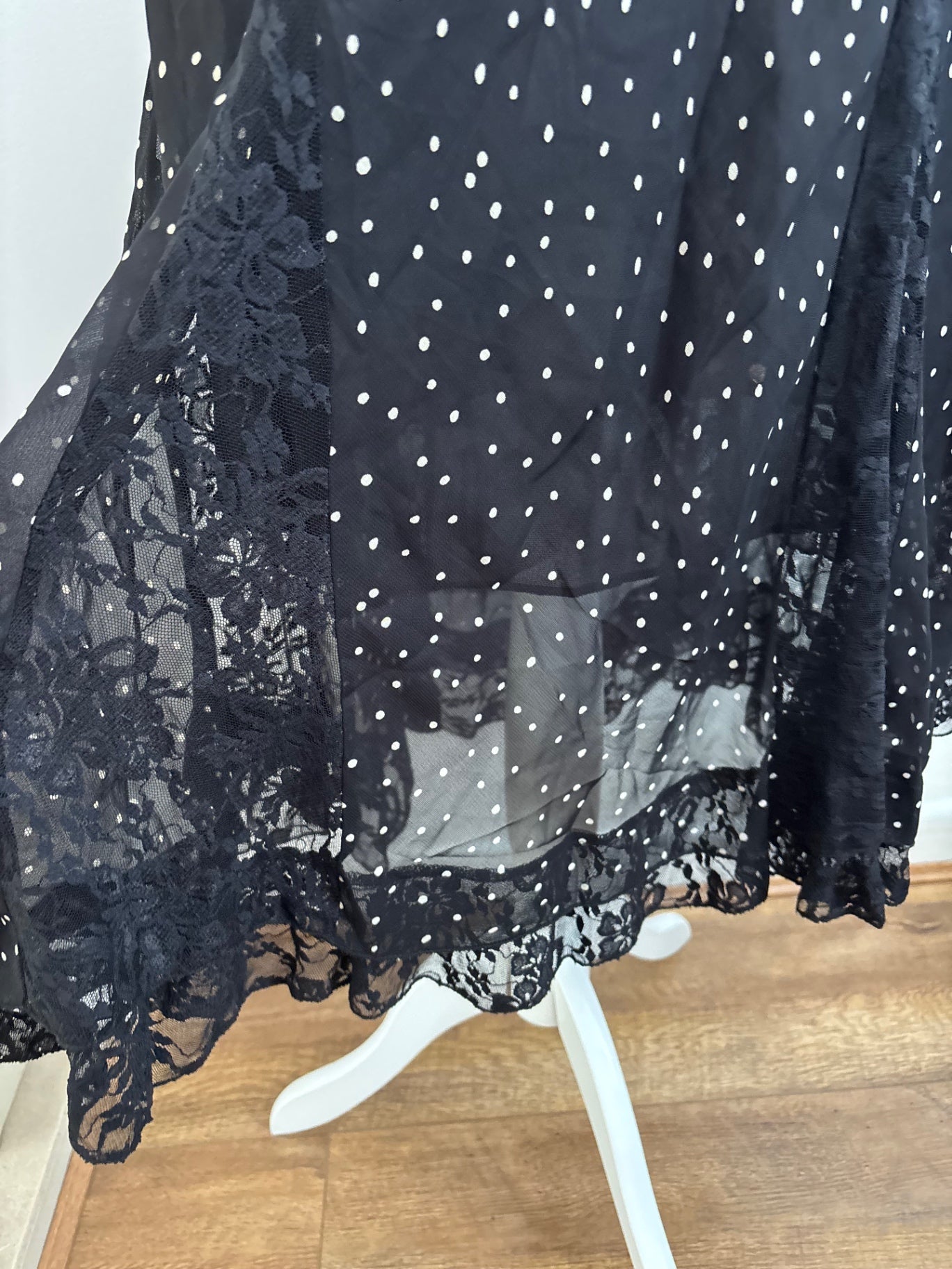 Black and white polka dot maxi skirt