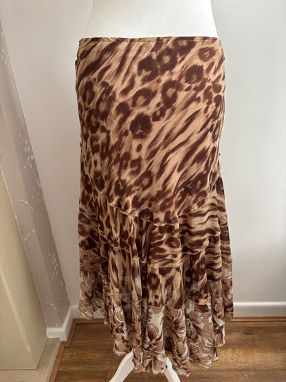 Animal print brown maxi skirt 