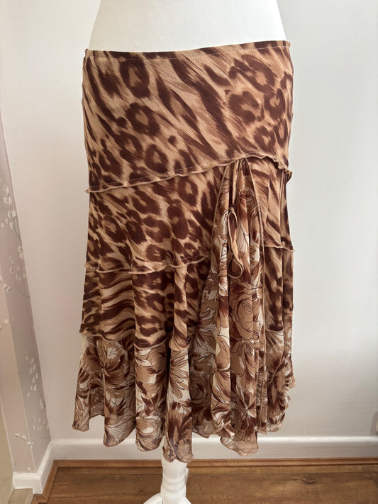 Animal print brown maxi skirt 