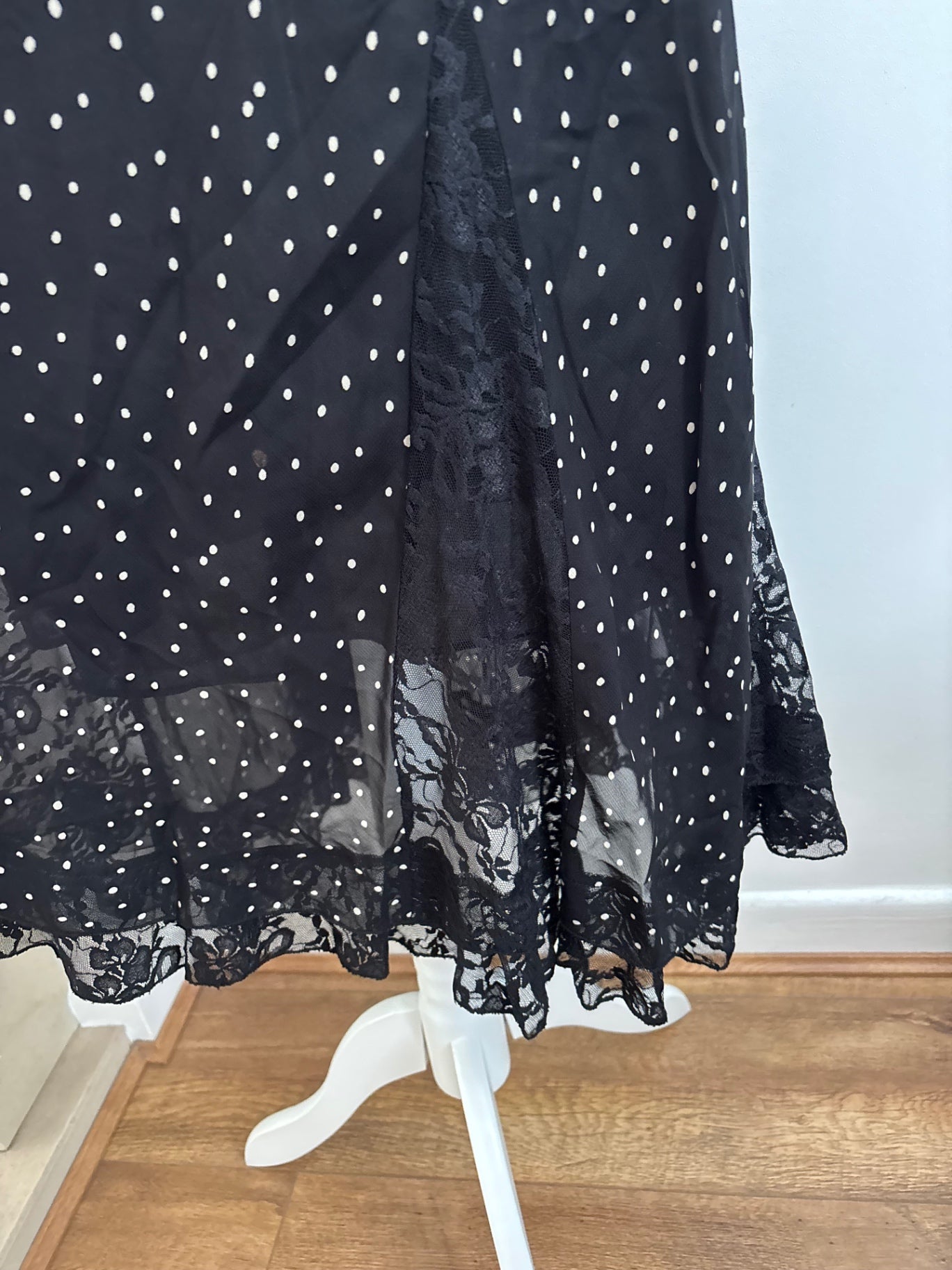 Black and white polka dot maxi skirt