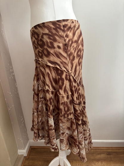 Animal print brown maxi skirt 