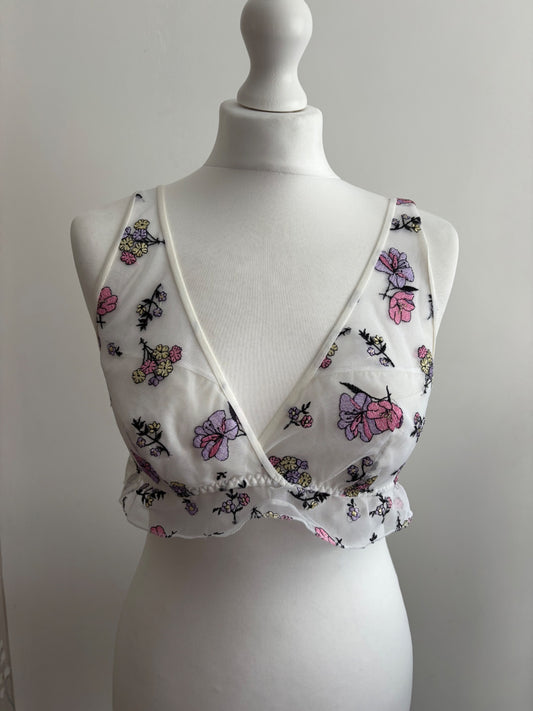 White butterfly bralette