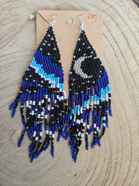 Blue moon beeded earrings