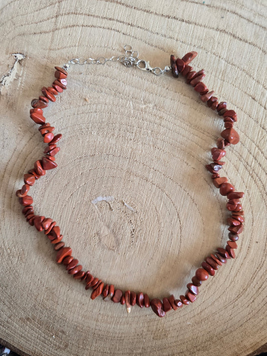 Red jasper chip necklace 
