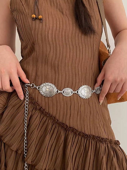 Silver Boho Concho Charm Belt