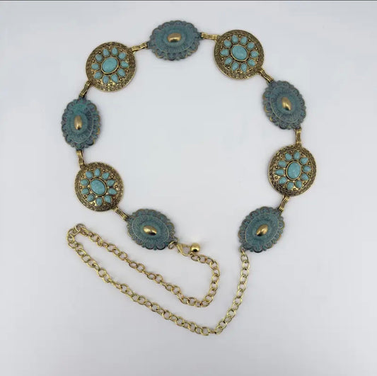 Desert Bloom Turquoise Medallion Belt