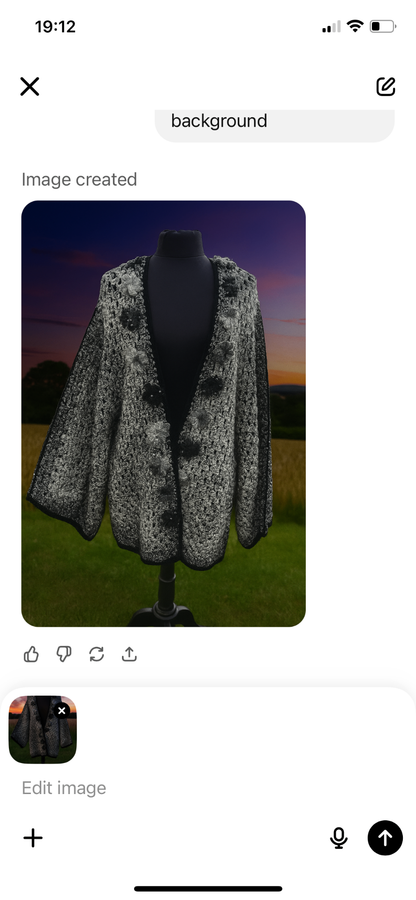 Black white flower jacket/kimono