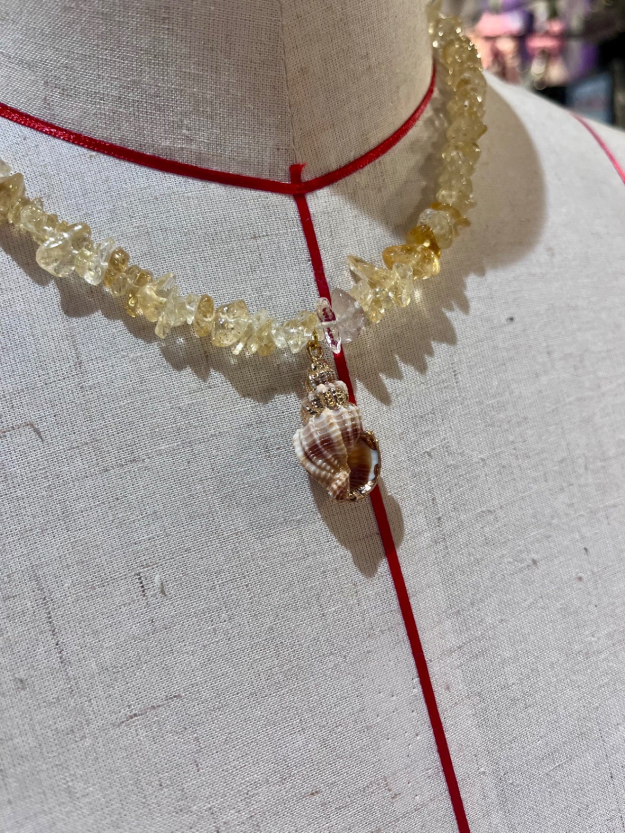 🌞 Citrine Tide Shell Necklace 🌿