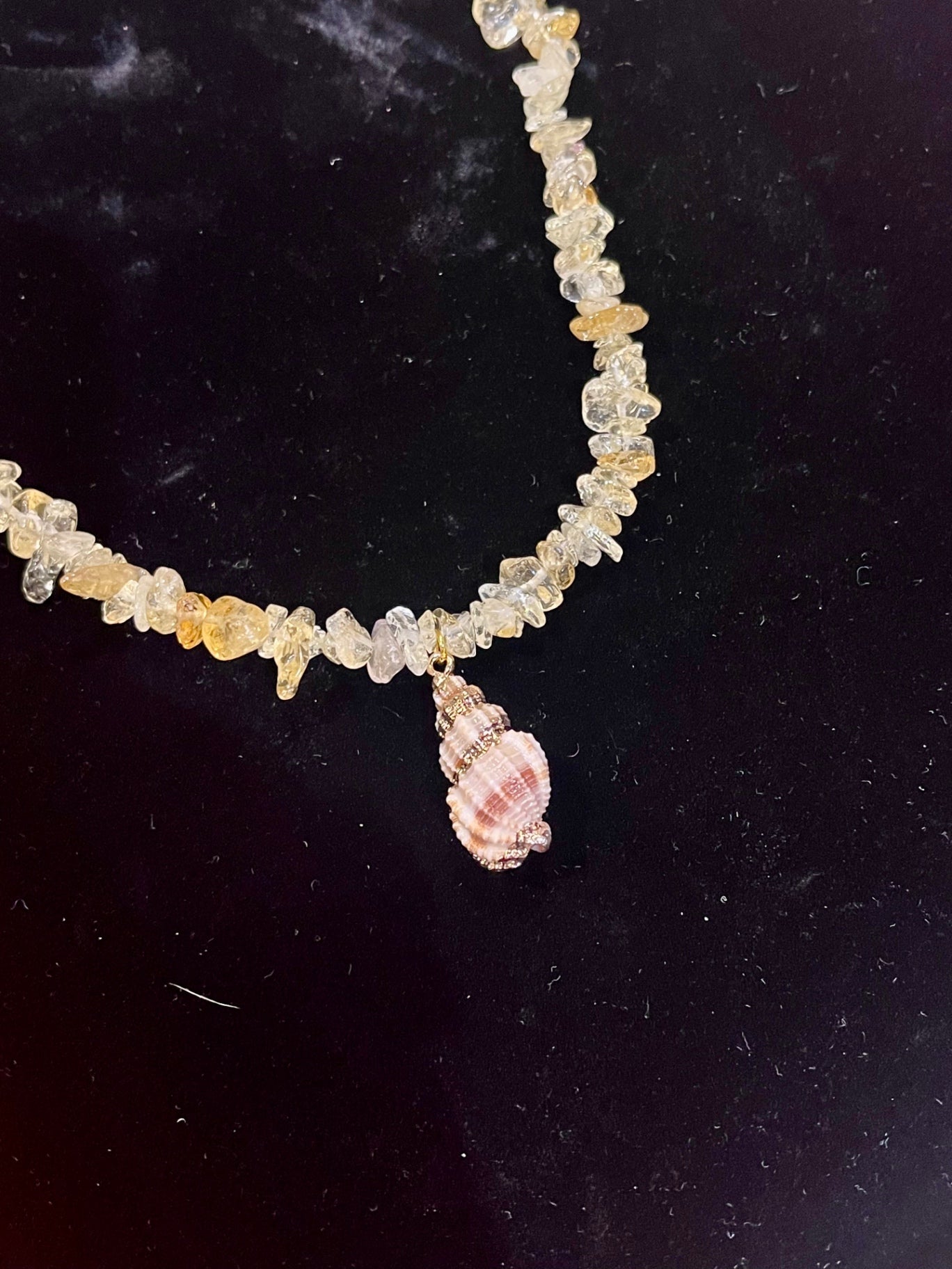🌞 Citrine Tide Shell Necklace 🌿