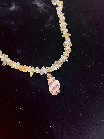 🌞 Citrine Tide Shell Necklace 🌿
