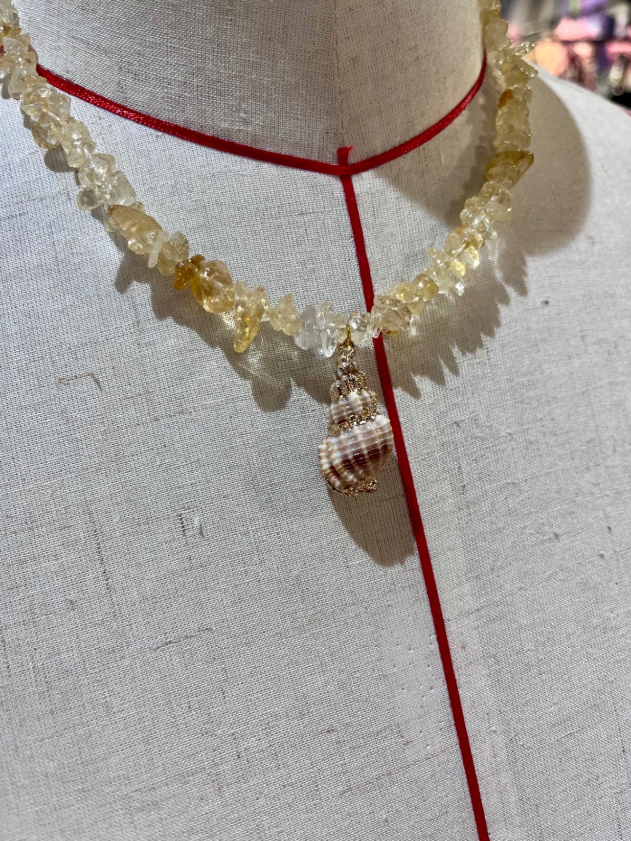 🌞 Citrine Tide Shell Necklace 🌿