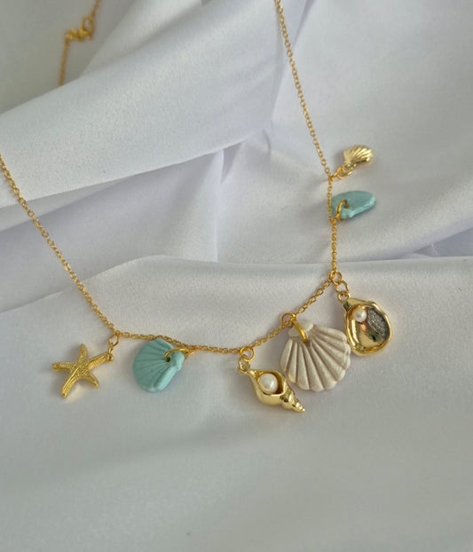 Blue 7-Charm Necklace