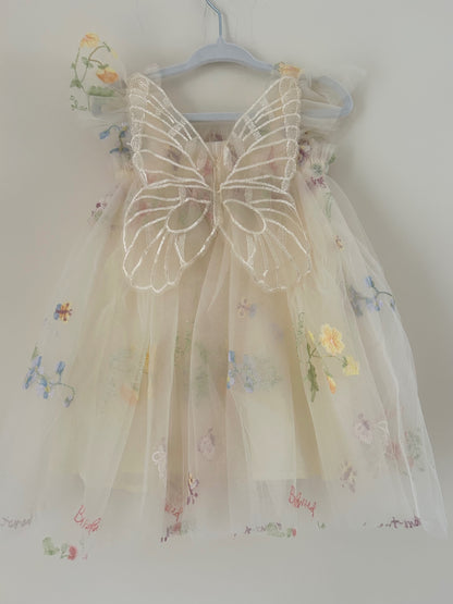 Cream Winged Tulle Dress