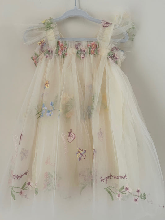 Cream Winged Tulle Dress