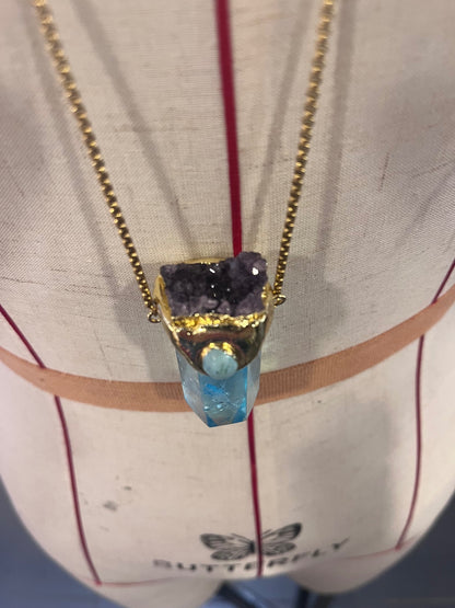 Celestial Vision Amulet – Bali Edition | Aura Quartz & Amethyst Necklace