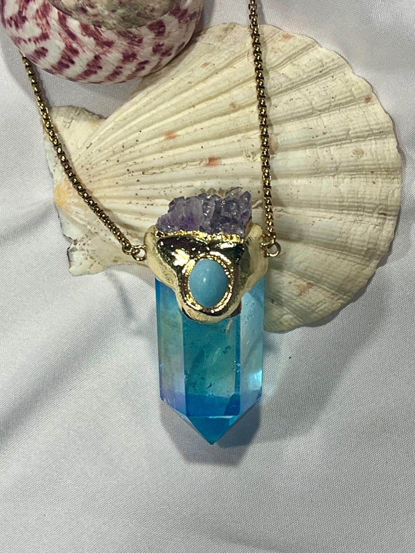 Celestial Vision Amulet – Bali Edition | Aura Quartz & Amethyst Necklace