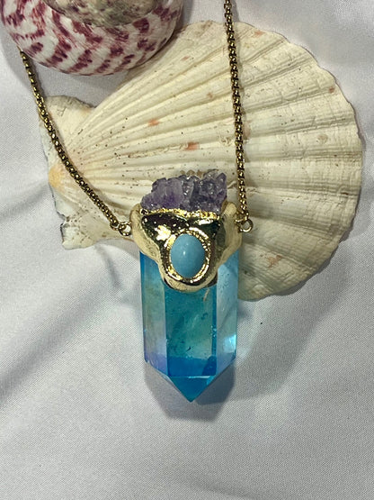 Celestial Vision Amulet – Bali Edition | Aura Quartz & Amethyst Necklace