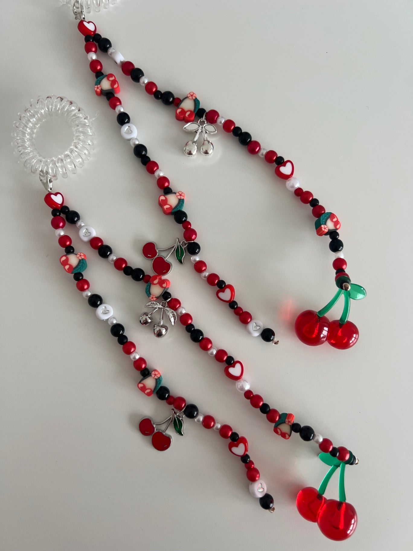 Cherry car mirror charm - silver