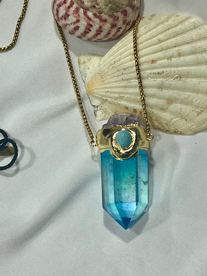 Celestial Vision Amulet – Bali Edition | Aura Quartz & Amethyst Necklace