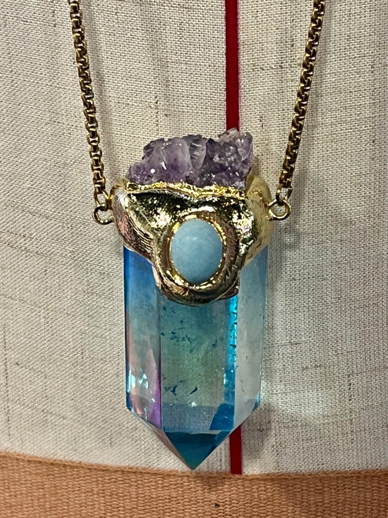 Celestial Vision Amulet – Bali Edition | Aura Quartz & Amethyst Necklace