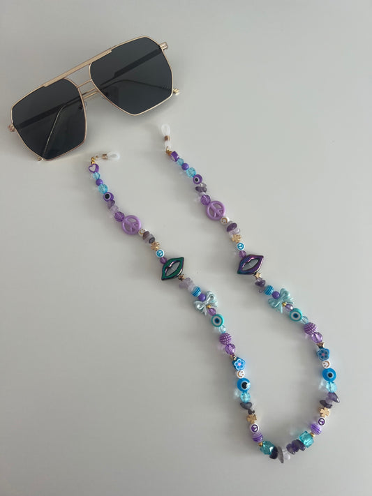Twin flame sunglasses strap (gold) - blue/purple