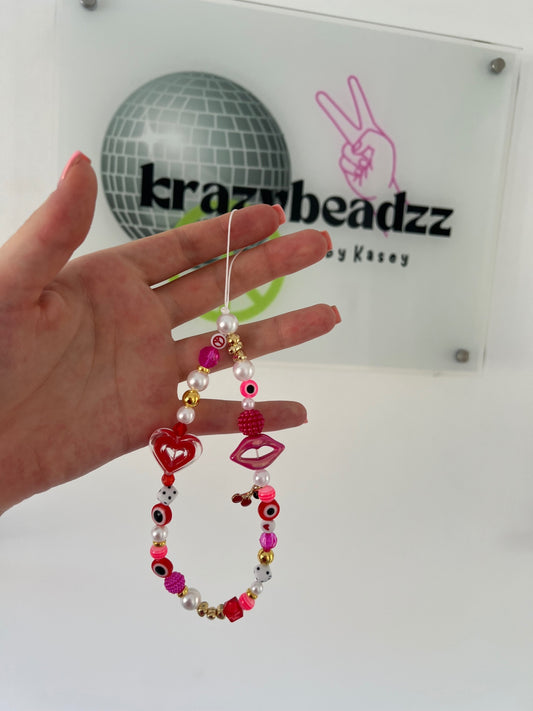 Confidence phone charm - pink/red (gold)