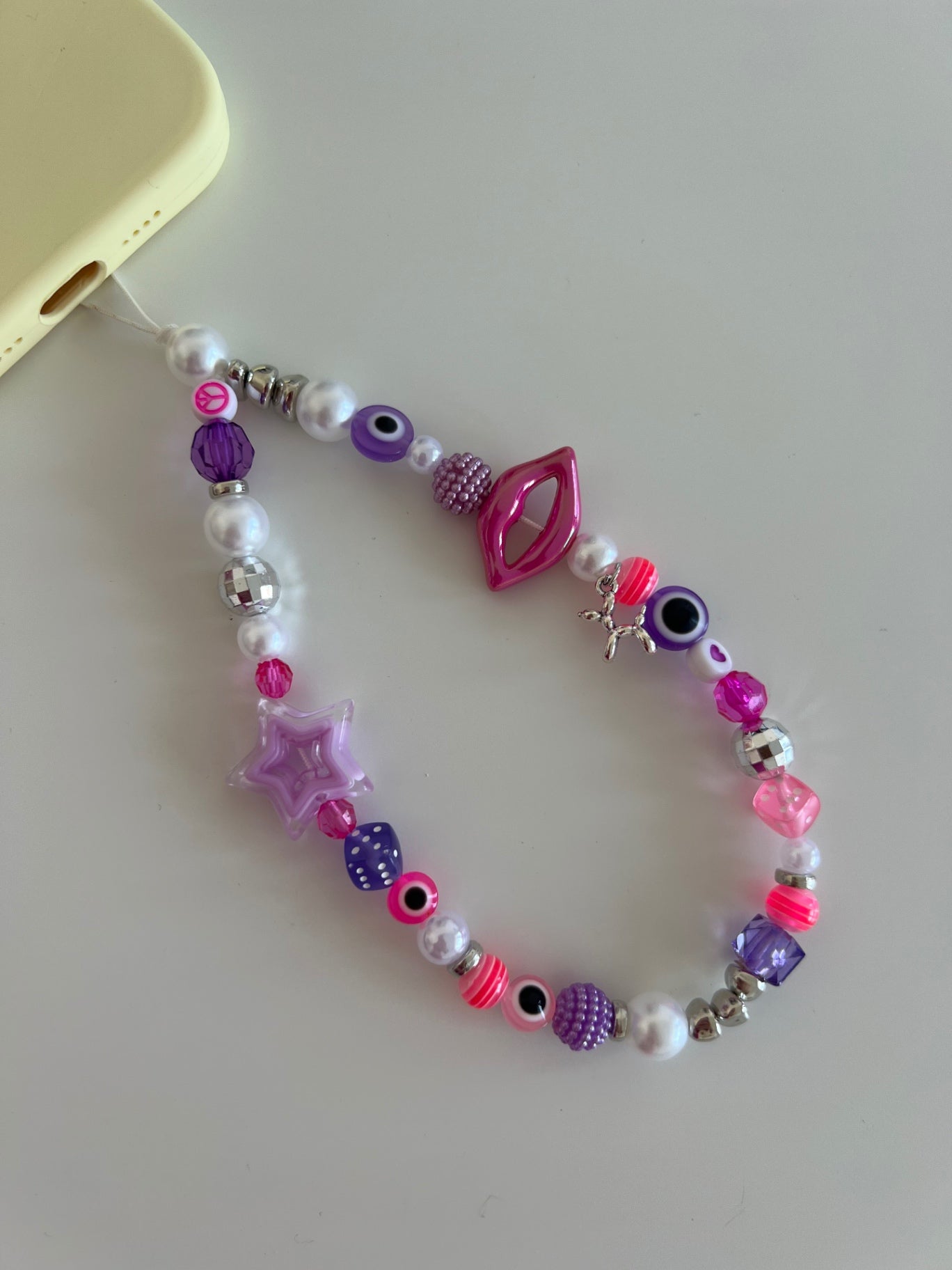 Confidence phone charm - pink/purple (silver)
