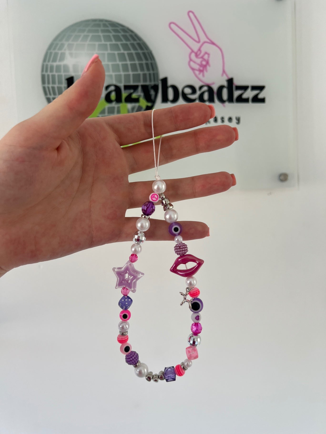 Confidence phone charm - pink/purple (silver)
