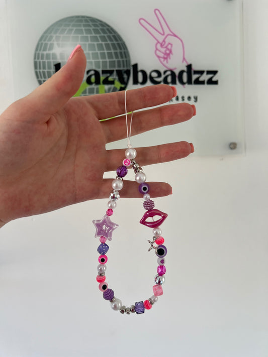 Confidence phone charm - pink/purple (silver)