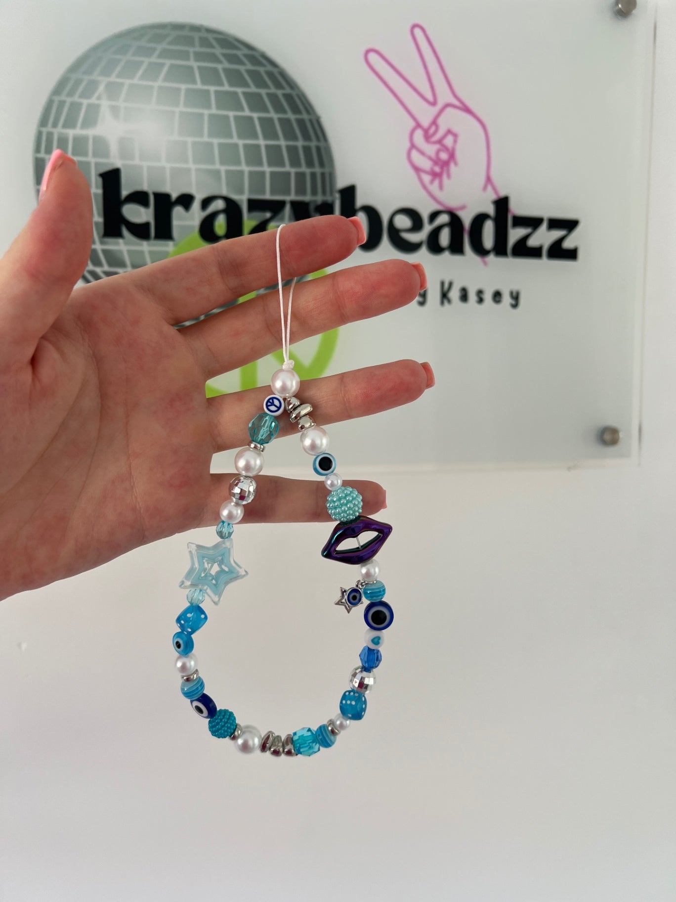 Confidence phone charm - blue (silver) 