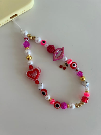 Confidence phone charm - pink/red (gold)