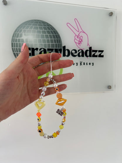 Confidence phone charm - yellow/orange (silver) 