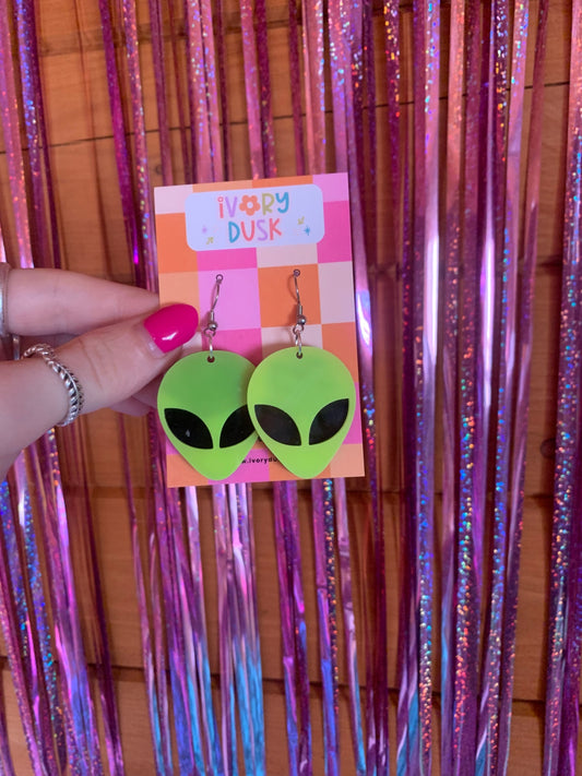 acrylic alien earrings